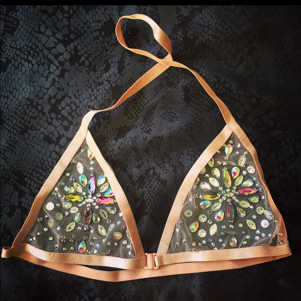 Twinkle tease crystal bikini top festival bra